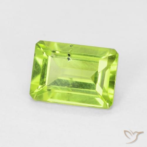 Peridoto verde medio natural de 1,11 ct, corte esmeralda, VS