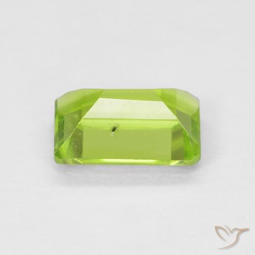 Peridoto verde medio natural de 1,11 ct, corte esmeralda, VS