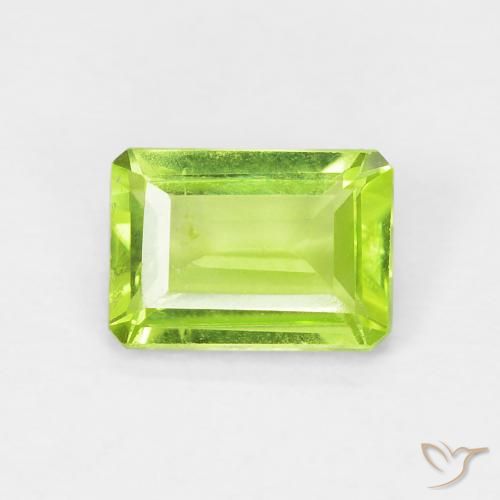 0.99ct Natural Verde amarillento Peridoto, corte esmeralda, VS