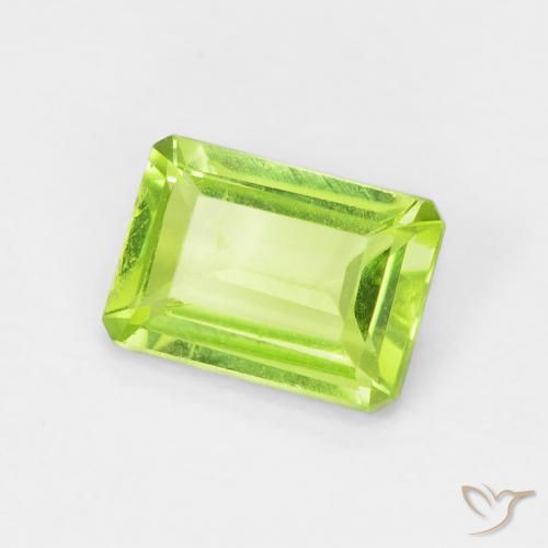 Peridoto Verde amarillento natural de 0.99 ct, Corte Octágono / Esmeralda, VS