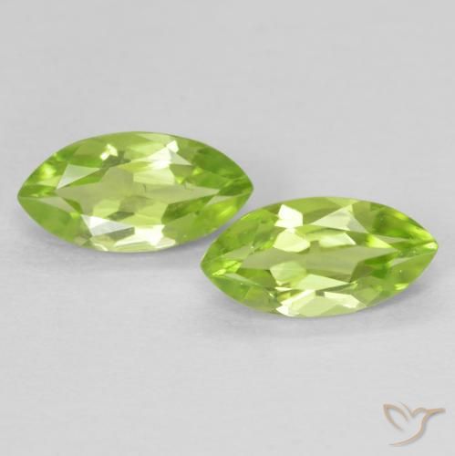 Gemas de Peridoto Verde amarillento natural de 1.24 ct, Marquesa, VVS-VS