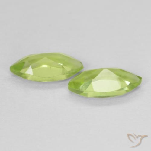 Gemas de Peridoto Verde amarillento intenso natural de 1.23 ct, Marquesa, VVS
