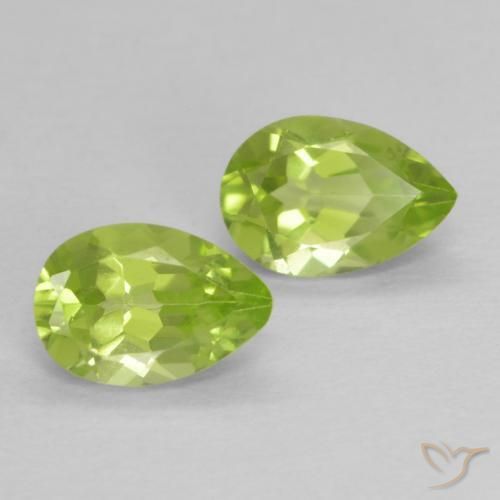 Gemas de Peridoto Verde vivo natural de 0.91 ct, En forma de pera, VVS-VS