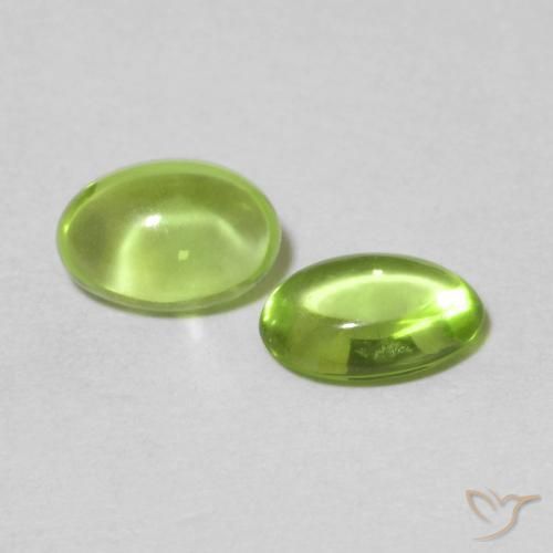 Gemas de Peridoto Verde medio natural de 0.98 ct, Ovalada, Transparente