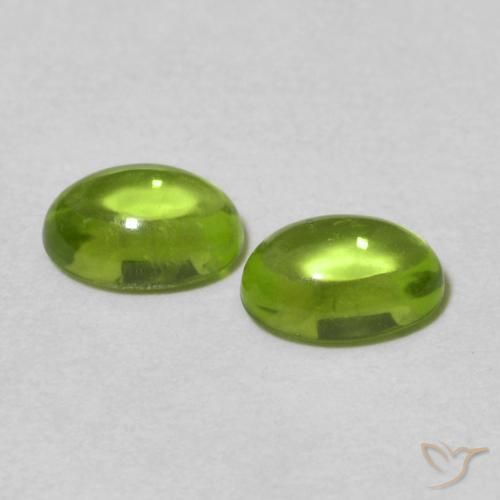 Gemas de Peridoto Verde vivo natural de 1.30 ct, Ovalada, Transparente