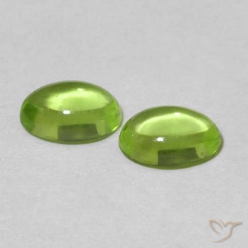 Gemas de Peridoto Verde medio natural de 1.12 ct, Ovalada, Transparente