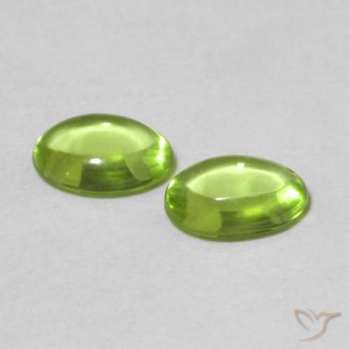 Gemas de Peridoto Verde medio natural de 0.99 ct, Ovalada, Transparente