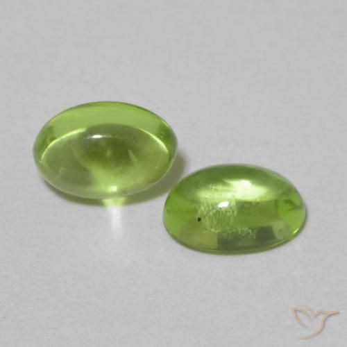 Gemas de Peridoto Verde medio natural de 1.18 ct, Ovalada, Transparente