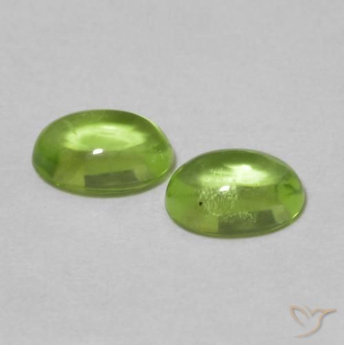Gemas de Peridoto Verde medio natural de 1.18 ct, Ovalada, Transparente