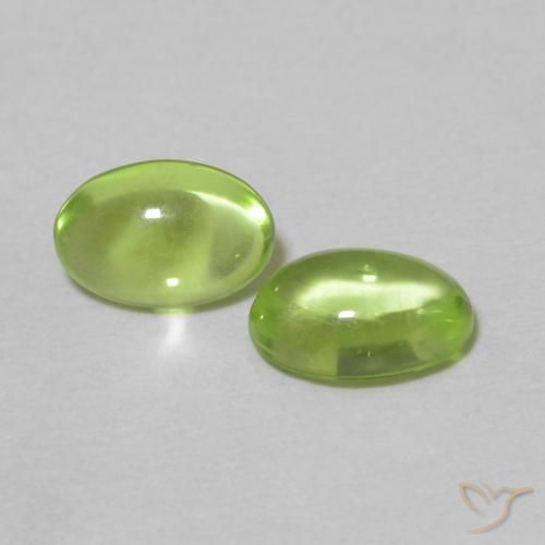 Gemas de Peridoto Verde amarillento natural de 1.06 ct, Ovalada, Transparente
