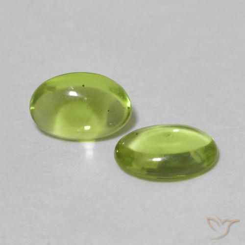Gemas de Peridoto Verde vivo natural de 0.87 ct, Ovalada, Transparente