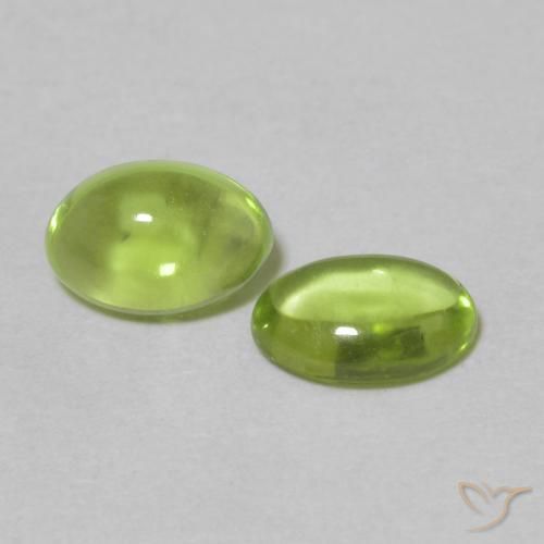 Gemas de Peridoto Verde medio natural de 1.08 ct, Ovalada, Transparente