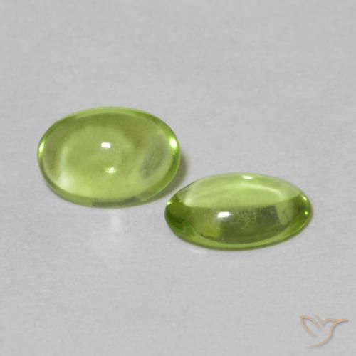 Gemas de Peridoto Verde amarillento natural de 0.82 ct, Ovalada, Transparente