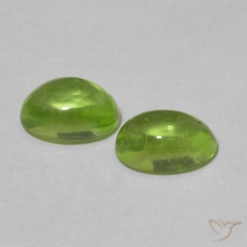Gemas de Peridoto Verde amarillento intenso natural de 1.35 ct, Ovalada, Transparente