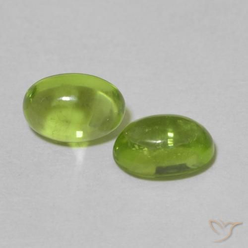 Gemas de Peridoto Verde amarillento intenso natural de 1.25 ct, Ovalada, Transparente