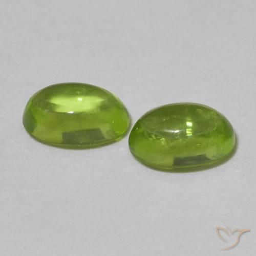 Gemas de Peridoto Verde amarillento intenso natural de 1.25 ct, Ovalada, Transparente