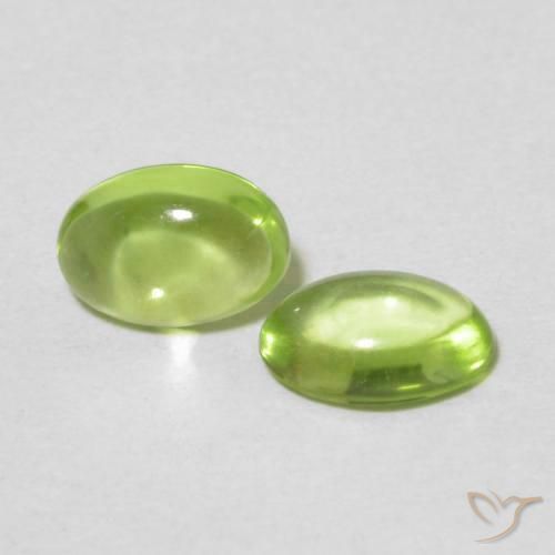 Gemas de Peridoto Verde amarillento intenso natural de 0.92 ct, Ovalada, Transparente