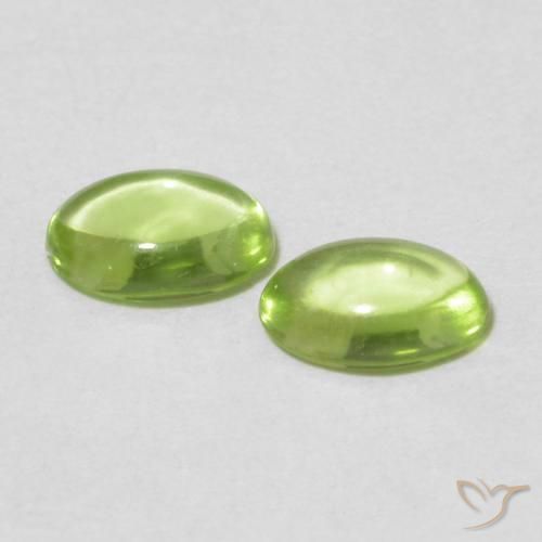 Gemas de Peridoto Verde amarillento intenso natural de 0.92 ct, Ovalada, Transparente