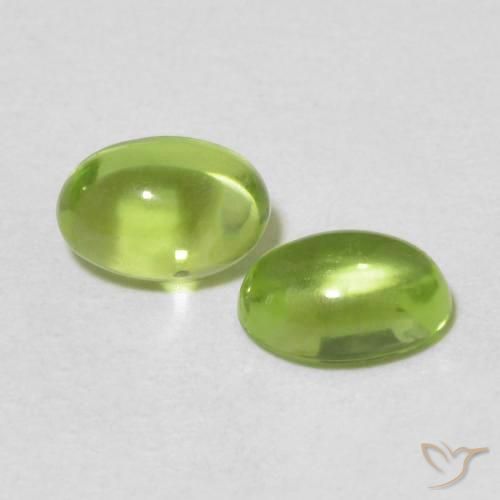 Gemas de Peridoto Verde medio natural de 1.20 ct, Ovalada, Transparente