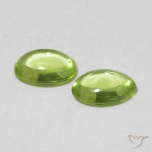 Gemas de Peridoto Verde medio natural de 0.88 ct, Ovalada, Transparente