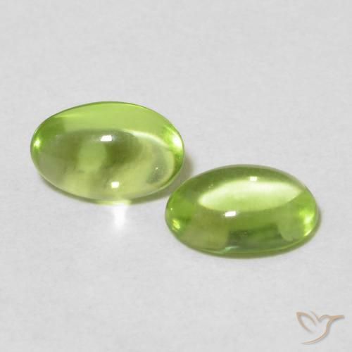 Gemas de Peridoto Verde medio natural de 0.99 ct, Ovalada, Transparente