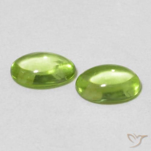 Gemas de Peridoto Verde medio natural de 0.99 ct, Ovalada, Transparente