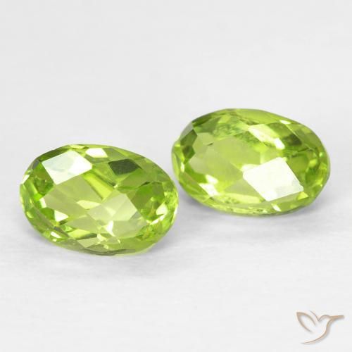 Gemas de Peridoto Verde vivo natural de 1.28 ct, Ovalada, VS