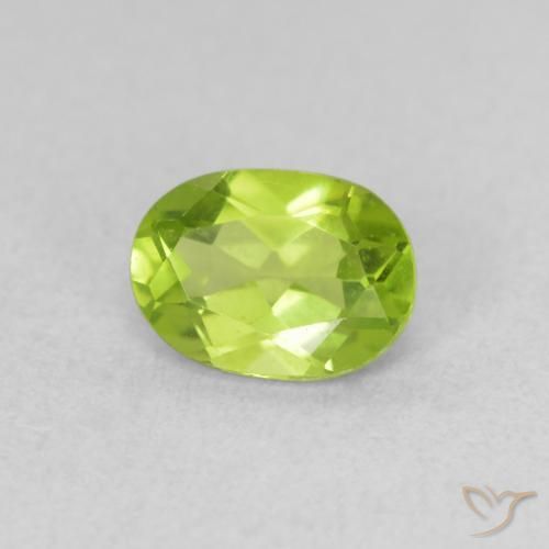 Peridoto Verde amarillento intenso natural de 0.97 ct, Ovalada, VVS-VS