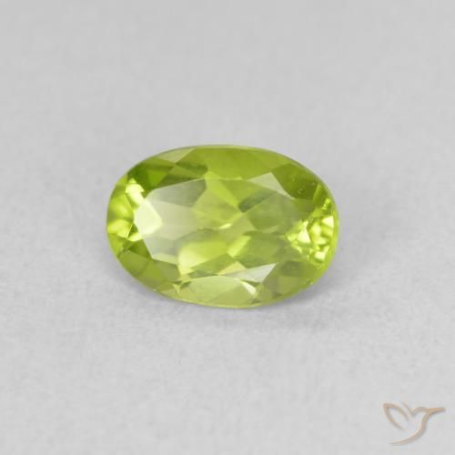 Peridoto Verde amarillento intenso natural de 0.83 ct, Ovalada, VVS-VS
