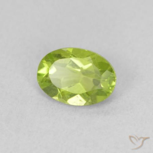 Peridoto Verde amarillento intenso natural de 0.95 ct, Ovalada, VVS-VS