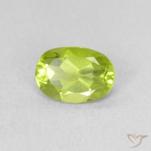 Peridoto Verde amarillento intenso natural de 0.91 ct, Ovalada, VVS-VS