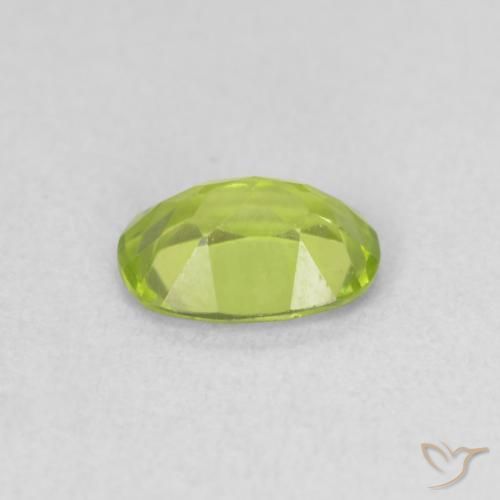 Peridoto Verde amarillento intenso natural de 0.91 ct, Ovalada, VVS-VS