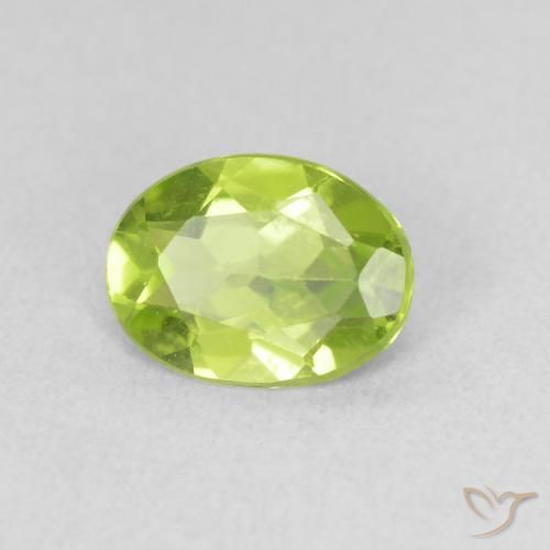Peridoto Verde amarillento intenso natural de 1.07 ct, Ovalada, VVS-VS