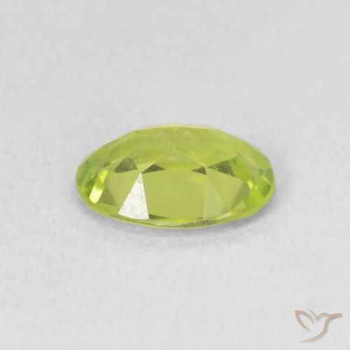 Peridoto Verde amarillento intenso natural de 0.81 ct, Ovalada, VS