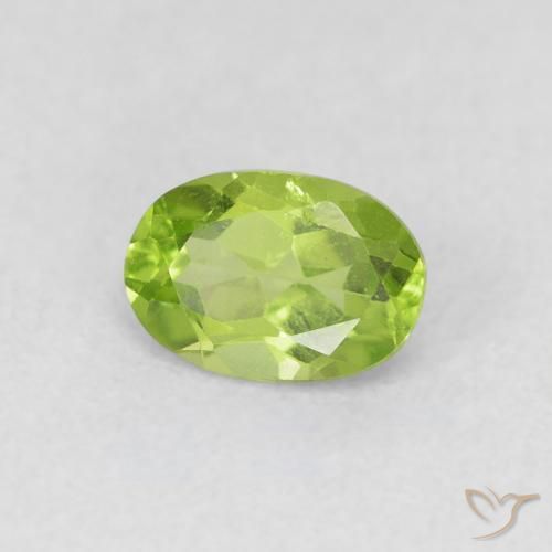 Peridoto Verde vivo natural de 0.86 ct, Ovalada, VS
