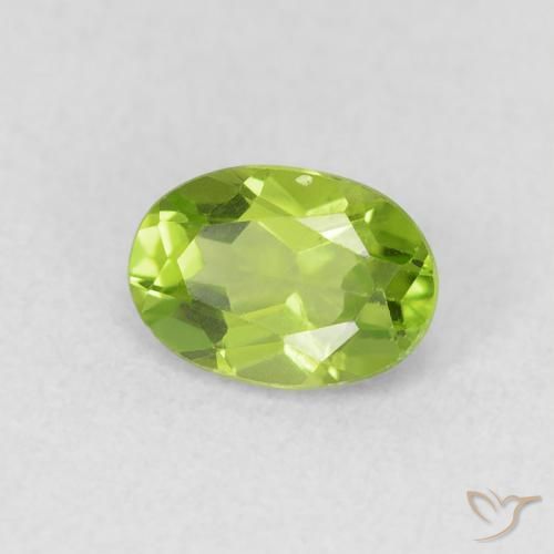 Peridoto Verde vivo natural de 0.98 ct, Ovalada, VS