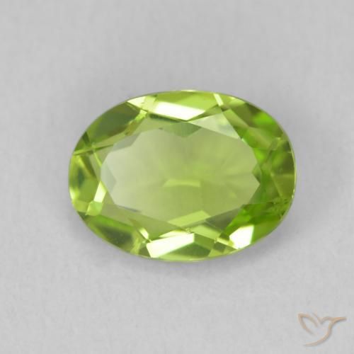 Peridoto Verde vivo natural de 1.18 ct, Ovalada, VS