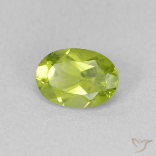 Peridoto Verde amarillento natural de 0.92 ct, Ovalada, VVS-VS
