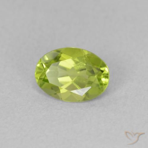 Peridoto Verde amarillento natural de 0.75 ct, Ovalada, VVS-VS