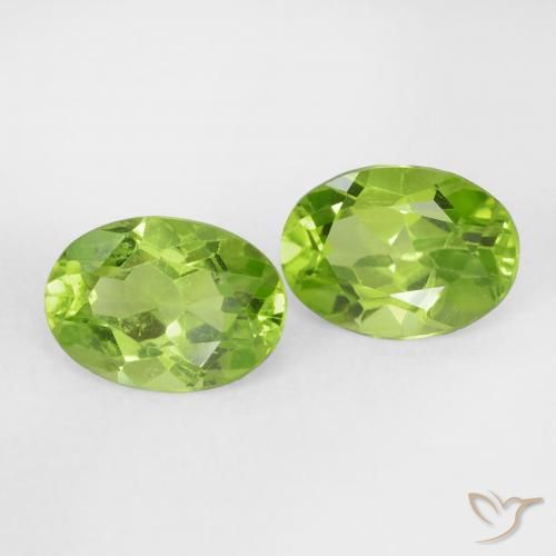 Gemas de Peridoto Verde medio natural de 1.62 ct, Ovalada, VS