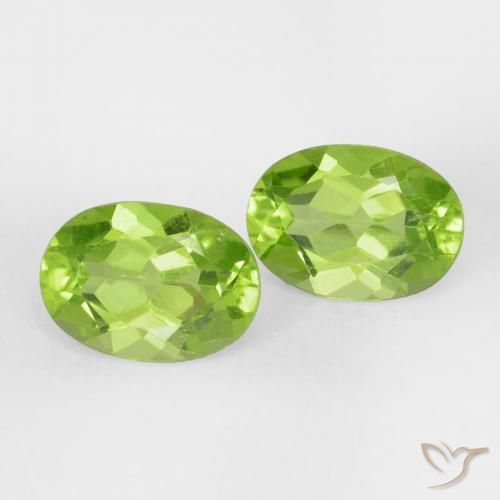 Gemas de Peridoto Verde vivo natural de 1.85 ct, Ovalada, VVS-VS