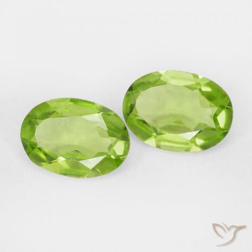 Gemas de Peridoto Verde vivo natural de 1.56 ct, Ovalada, VVS-VS