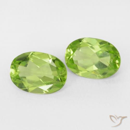 Gemas de Peridoto Verde vivo natural de 1.64 ct, Ovalada, VS