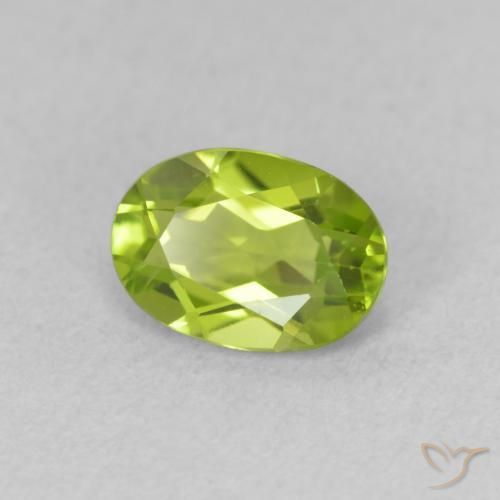 Peridoto Verde vivo natural de 0.92 ct, Ovalada, VVS-VS