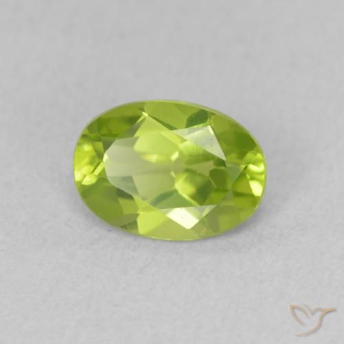 Peridoto Verde amarillento natural de 0.90 ct, Ovalada, VVS-VS