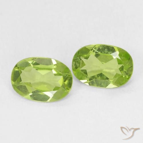 Gemas de Peridoto Verde vivo claro natural de 1.50 ct, Ovalada, VS
