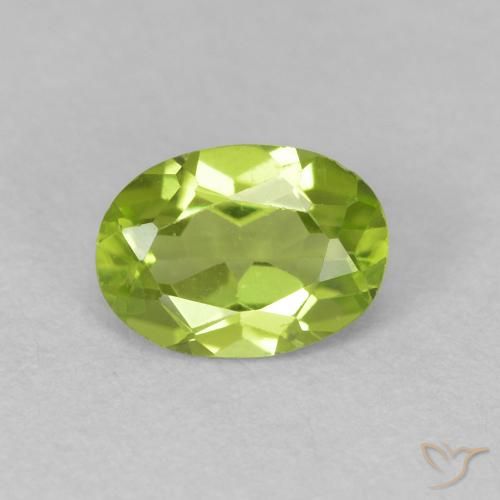 Peridoto Verde vivo natural de 0.78 ct, Ovalada, VVS