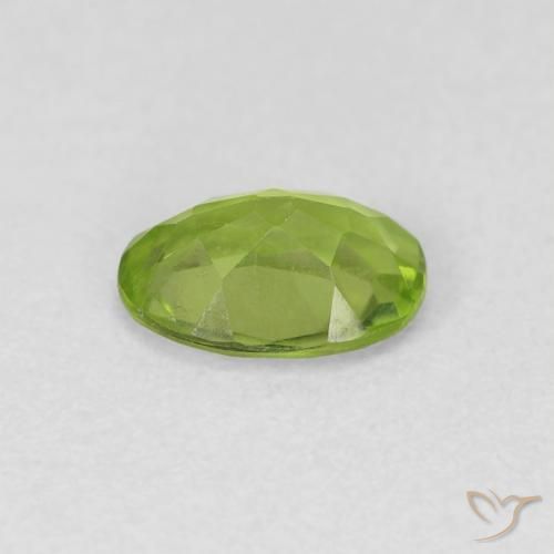Peridoto Verde vivo natural de 0.90 ct, Ovalada, VVS-VS