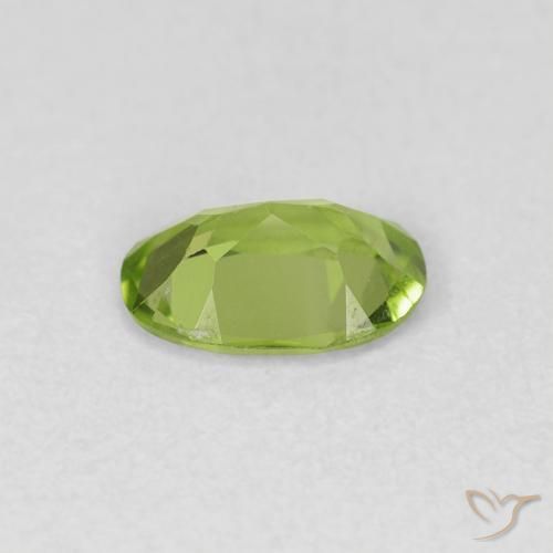 Peridoto Verde vivo natural de 0.70 ct, Ovalada, VVS-VS