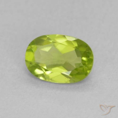 Peridoto Verde vivo natural de 0.86 ct, Ovalada, VS